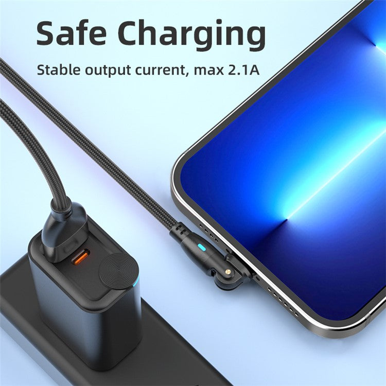 ENKAY 1m USB to Lightning 180 Degree Rotate 2.1A Data Cable with LED Indicator - Black
