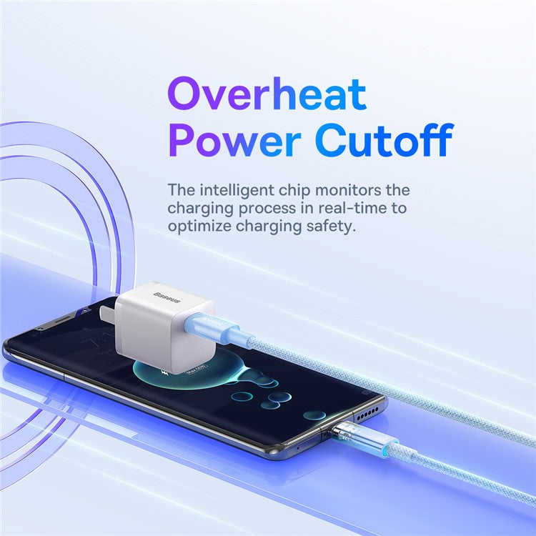 BASEUS Explorer Series for iPhone 15 Series 100W PD Fast Charging Cable with Smart Temperature Control Type-C to Type-C Data Cable, 1m - Blue