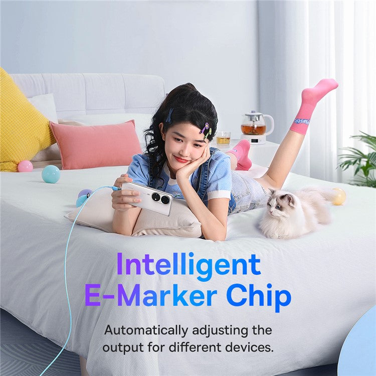 BASEUS Explorer Series for iPhone 15 Series 100W PD Fast Charging Cable with Smart Temperature Control Type-C to Type-C Data Cable, 1m - Blue