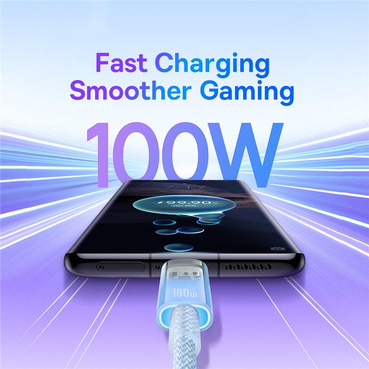 BASEUS Explorer Series for iPhone 15 Series 100W PD Fast Charging Cable with Smart Temperature Control Type-C to Type-C Data Cable, 1m - Blue
