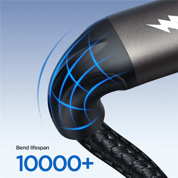 JOYROOM SA25-AL3 1.2m Light-Speed Series USB-A to Lightning Data Cable 3A Fast Charging Nylon Braided Cord - Black