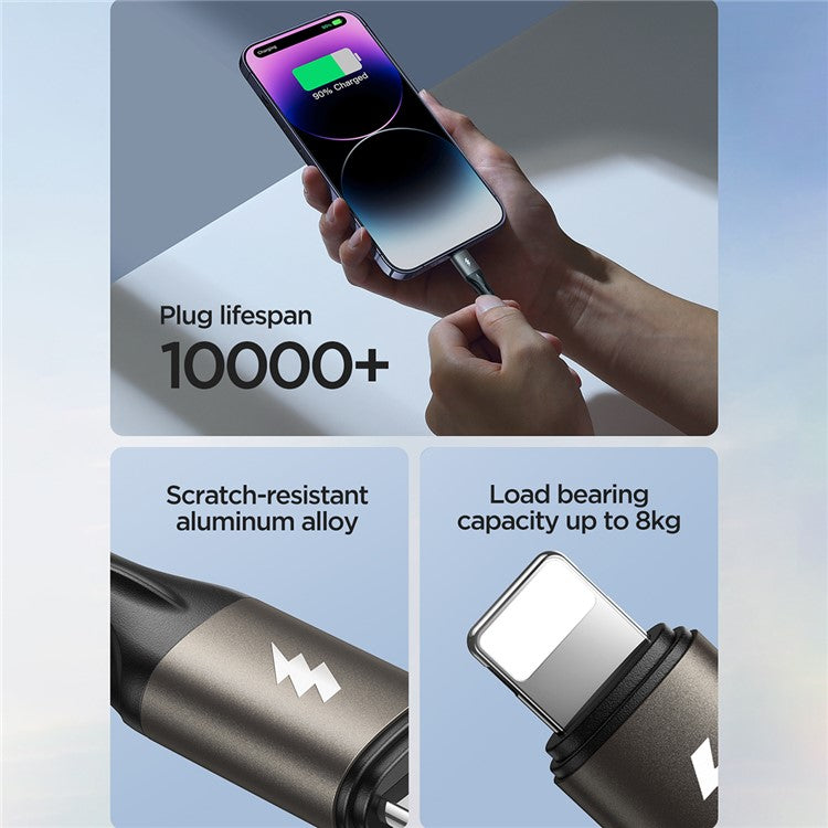 JOYROOM SA25-AL3 1.2m Light-Speed Series USB-A to Lightning Data Cable 3A Fast Charging Nylon Braided Cord - Black