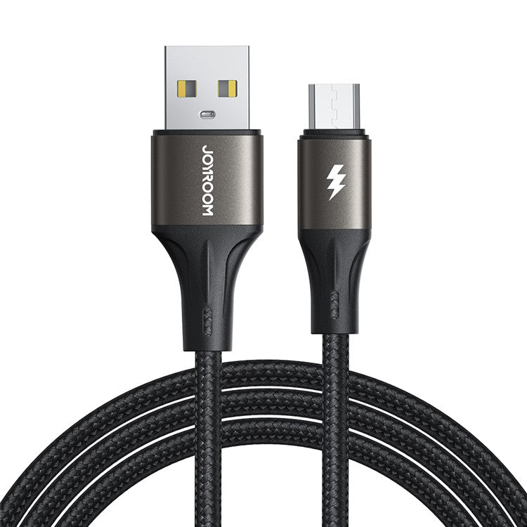 JOYROOM SA25-AM3 1.2m Light-Speed Series 3A USB-A to Micro Fast Charging Data Cable Nylon Braided Cord - Black