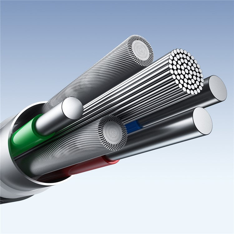 JOYROOM SA25-AM3 2m Light-Speed Series USB-A to Micro Data Cable Fast Charging 3A Nylon Braided Cord - White