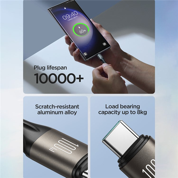 JOYROOM SA25-CC5 1.2m Light-Speed Series for iPhone 16-15 Series PD 100W Fast Charging Type-C to Type-C Data Cable - Black