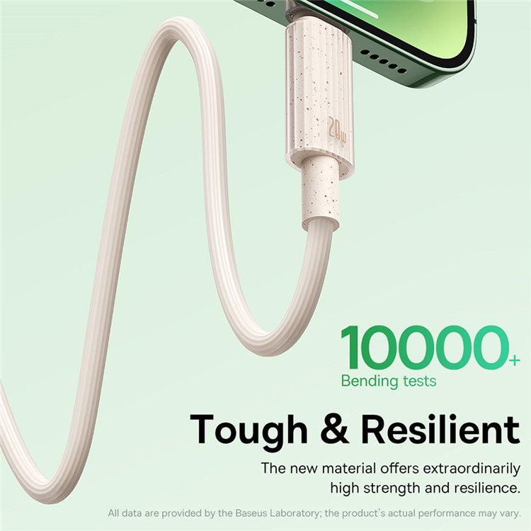 BASEUS Habitat Series 1m Type-C to iP Charging Cable Biodegradable 2.4A 20W PD Fast Charging Data Cable for iPhone / iPad - Pink
