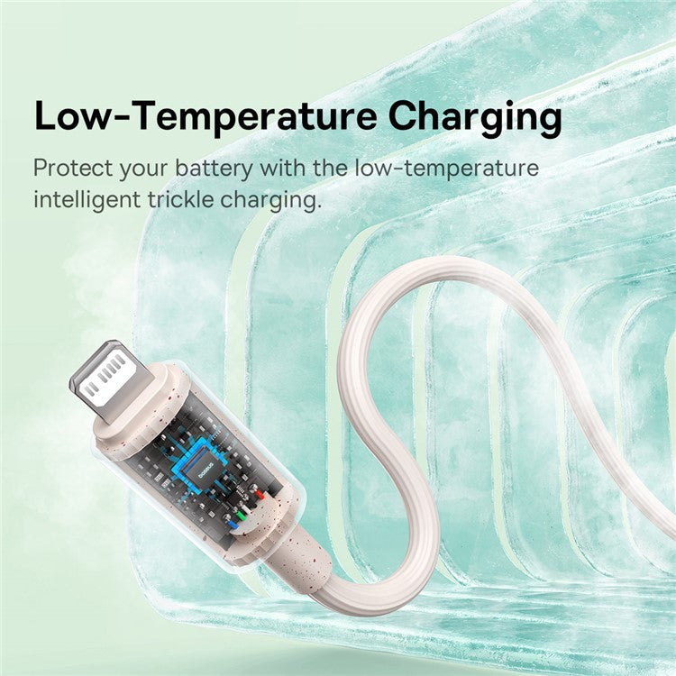 BASEUS Habitat Series 1m Type-C to iP Charging Cable Biodegradable 2.4A 20W PD Fast Charging Data Cable for iPhone / iPad - Pink