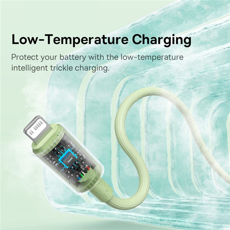 BASEUS Habitat Series 1m Type-C to iP Charging Cable Biodegradable 2.4A 20W PD Fast Charging Data Cable for iPhone / iPad - Green