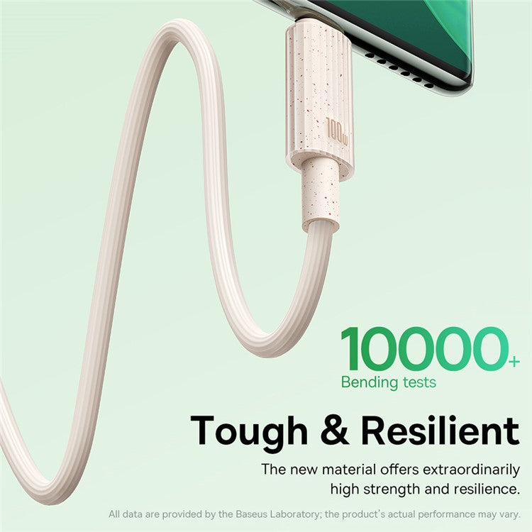 BASEUS 2m Habitat Series for iPhone 15 Series Type-C to Type-C 100W Fast Charging Biodegradable Data Cable - Pink