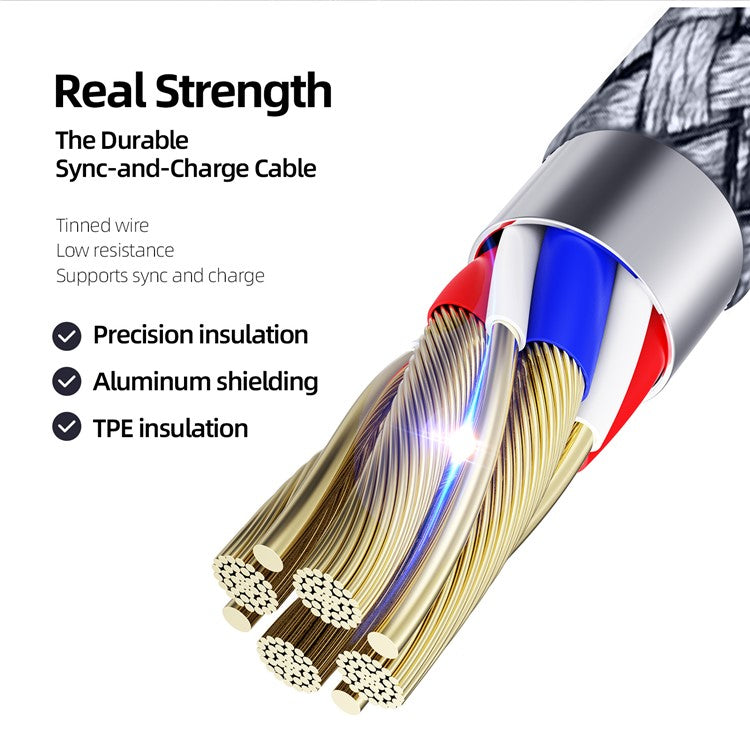 DUZZONA A7 2m USB-A to Lightning 2.4A Charging Cable Nylon Braided Data Transmission Cord