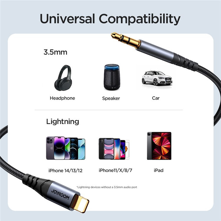 JOYROOM SY-A06 AUX Audio Cable 1.2m Lightning to 3.5mm Stereo Audio Cord for iPhone / iPad