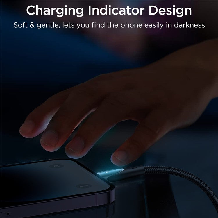 JOYROOM SA27-AL3 Star-Light Series 1.2m USB-A to Lightning Cable 3A Fast Charging Nylon Braided Data Cord - Black