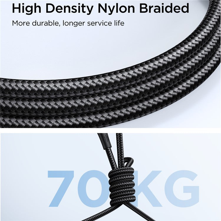 JOYROOM SA27-AL3 Star-Light Series 1.2m USB-A to Lightning Cable 3A Fast Charging Nylon Braided Data Cord - Black