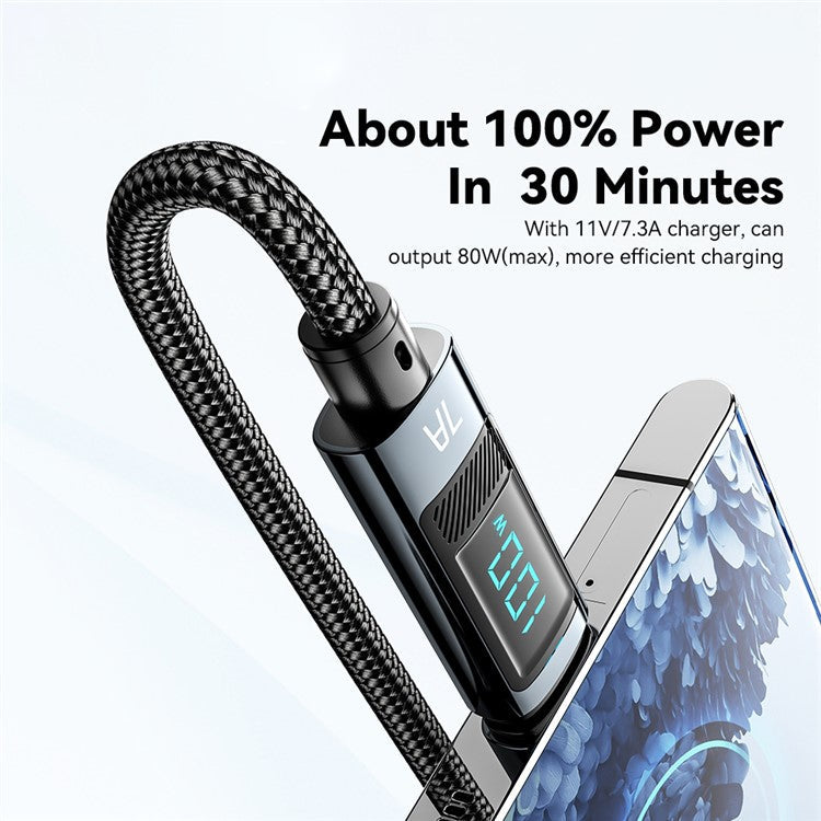 ESSAGER 1m 7A Super Charge Data Cable USB-A to Type-C Charging Cable with Digital Display
