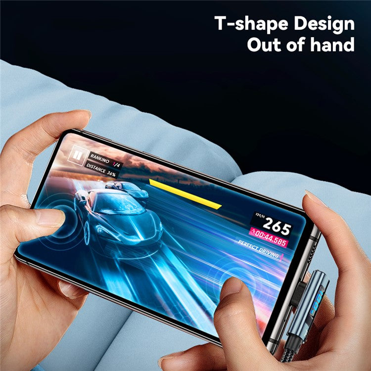 ESSAGER 2m Elbow 7A 100W Digital Display Data Cable High Power USB-A to Type-C Charging Cable