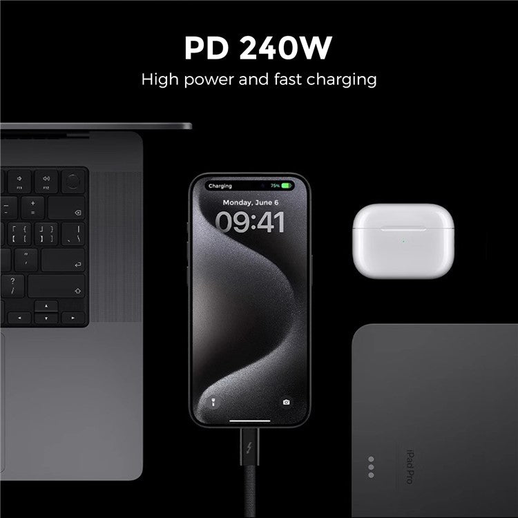 AHASTYLE XC03 1m USB-C Cable 240W Fast Charging Cord 40Gbps High Speed Data Cable Support 8K 60Hz