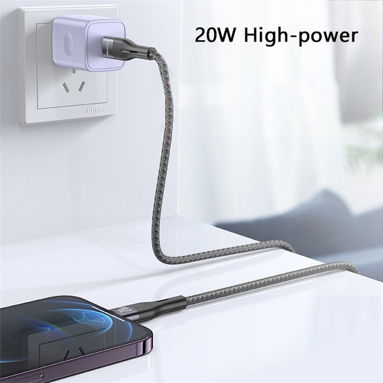 YESIDO CA155 PD 20W Charging Cable USB-C to Lightning Braided Data Cable for iPhone, iPad