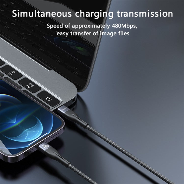 YESIDO CA155 PD 20W Charging Cable USB-C to Lightning Braided Data Cable for iPhone, iPad