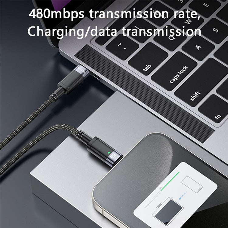YESIDO CA160 PD 60W Auto Power Off Charging Cable USB-C to USB-C Braided Mobile Phone Data Cord