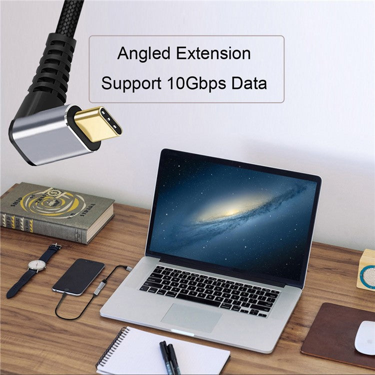 UC-058-UP-2.0M 2m 90-Degree Angled USB-C USB 3.1 Male to Female Extension Cord Aluminum Alloy Connector Data Cable