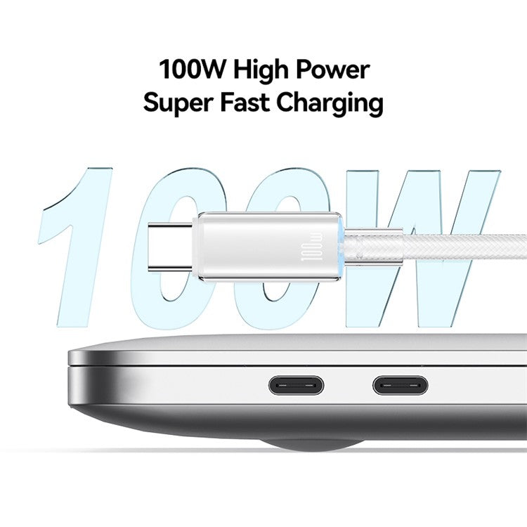 USAMS Cloud Series US-SJ660 1.2m Type-C to Type-C PD 100W Fast Charging Cable with Indicator Light - Black