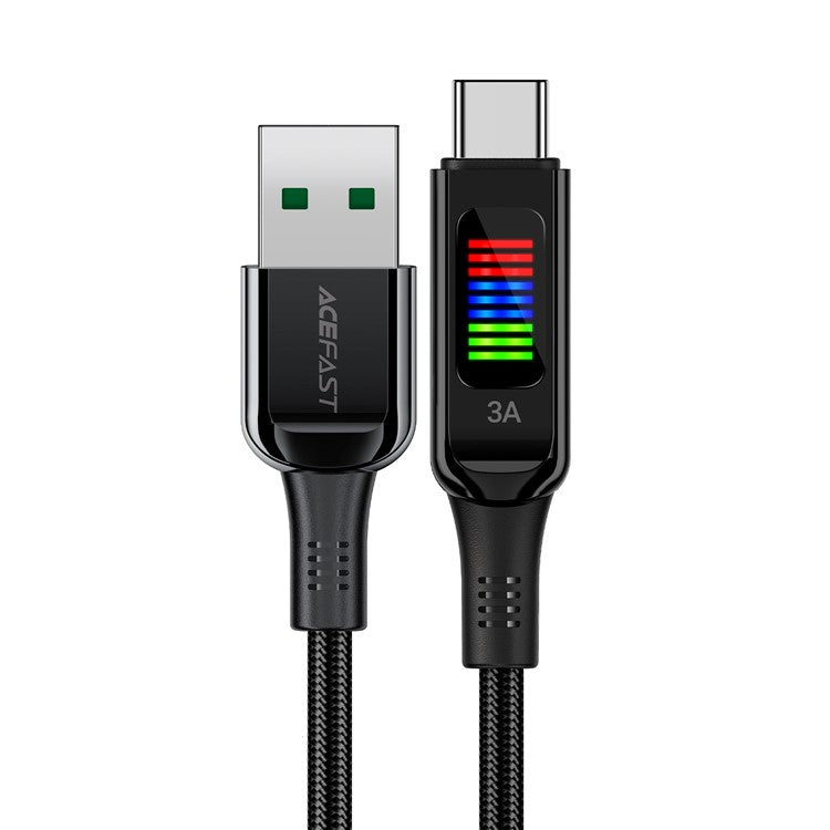 ACEFAST C7-04 1.2m USB-A to USB-C 60W Fast Charging Cable Light Display Braided Data Transfer Cord