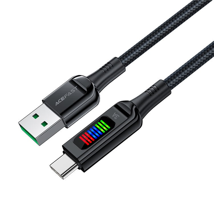 ACEFAST C7-04 1.2m USB-A to USB-C 60W Fast Charging Cable Light Display Braided Data Transfer Cord