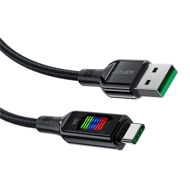 ACEFAST C7-04 1.2m USB-A to USB-C 60W Fast Charging Cable Light Display Braided Data Transfer Cord