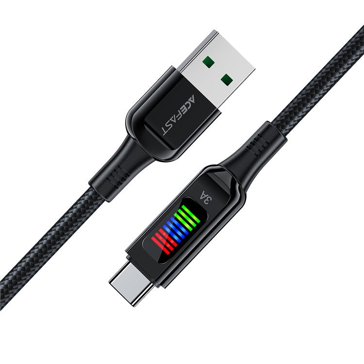 ACEFAST C7-04 1.2m USB-A to USB-C 60W Fast Charging Cable Light Display Braided Data Transfer Cord