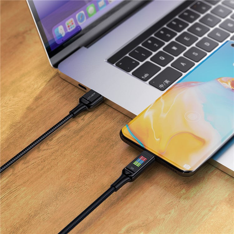 ACEFAST C7-04 1.2m USB-A to USB-C 60W Fast Charging Cable Light Display Braided Data Transfer Cord