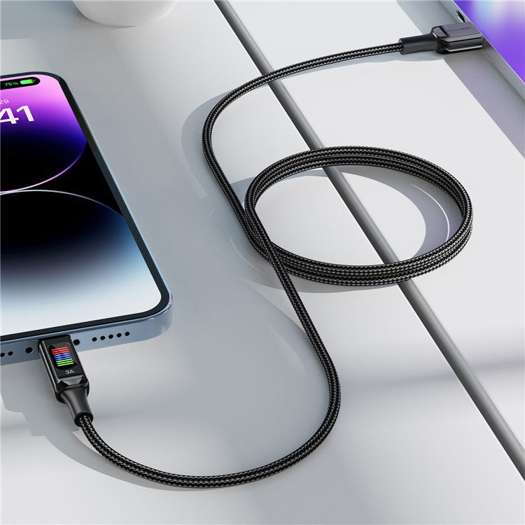 ACEFAST C7-04 1.2m USB-A to USB-C 60W Fast Charging Cable Light Display Braided Data Transfer Cord