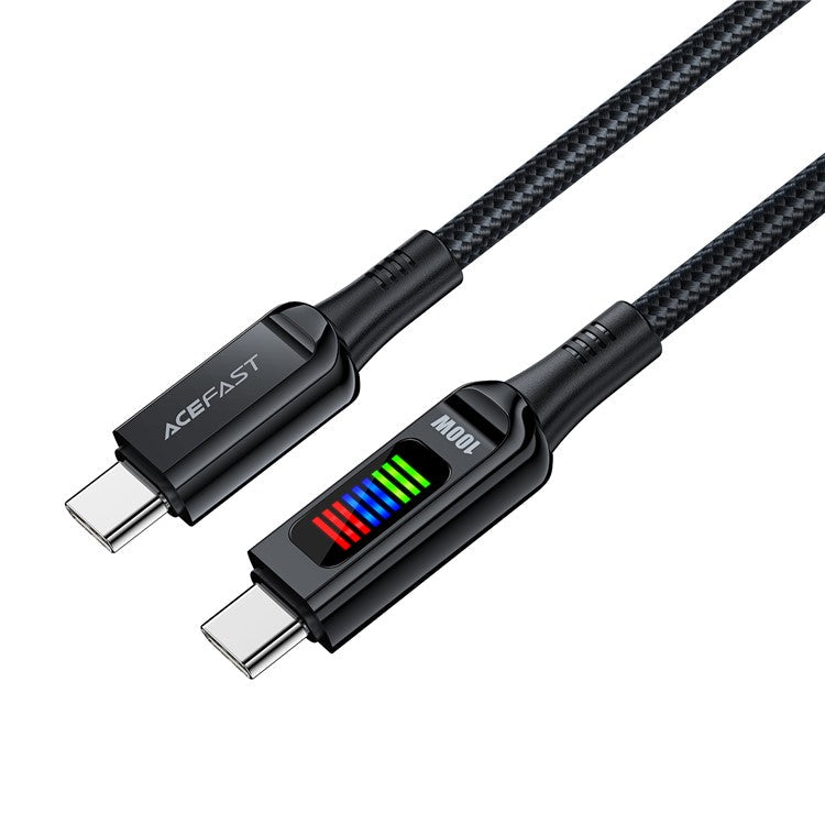 ACEFAST C7-03 1.2m 100W 5A USB-C to USB-C Fast Charging Cable Light Display Braided Data Cord