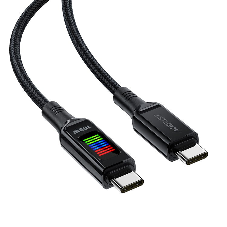 ACEFAST C7-03 1.2m 100W 5A USB-C to USB-C Fast Charging Cable Light Display Braided Data Cord