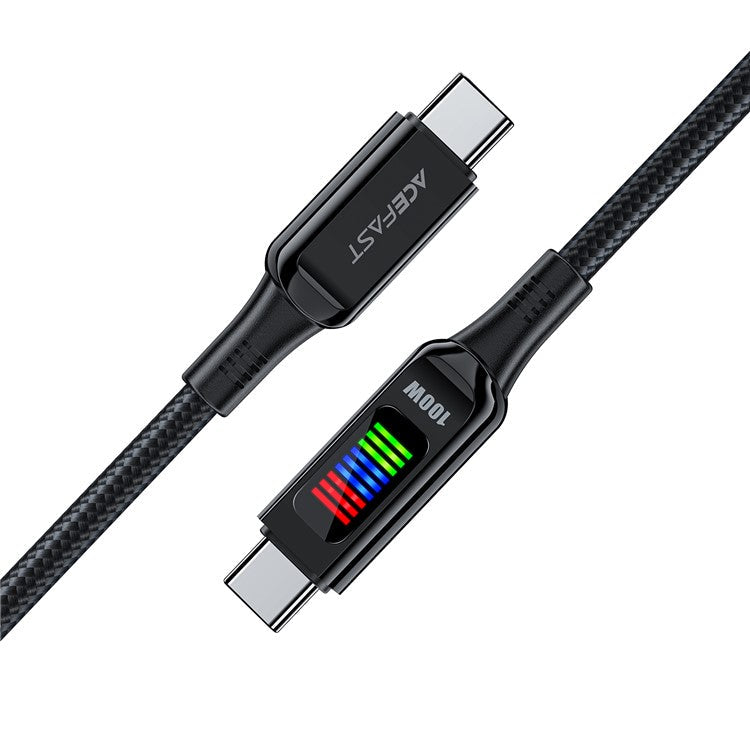 ACEFAST C7-03 1.2m 100W 5A USB-C to USB-C Fast Charging Cable Light Display Braided Data Cord