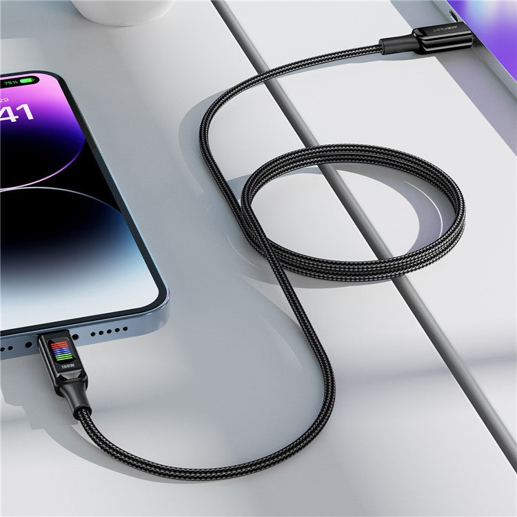 ACEFAST C7-03 1.2m 100W 5A USB-C to USB-C Fast Charging Cable Light Display Braided Data Cord
