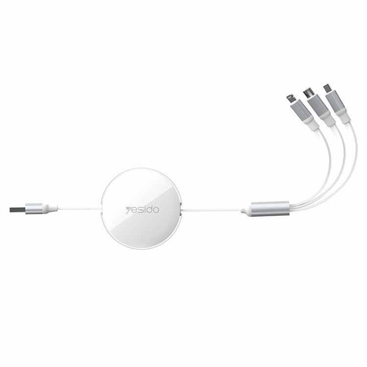 YESIDO CA11 7 3 in 1 Telescopic Data Cable Portable Retractable Charging Cable for Cell Phones, Tablets