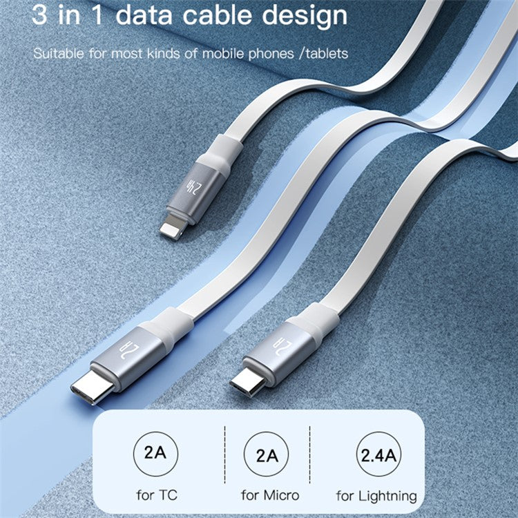 YESIDO CA11 7 3 in 1 Telescopic Data Cable Portable Retractable Charging Cable for Cell Phones, Tablets