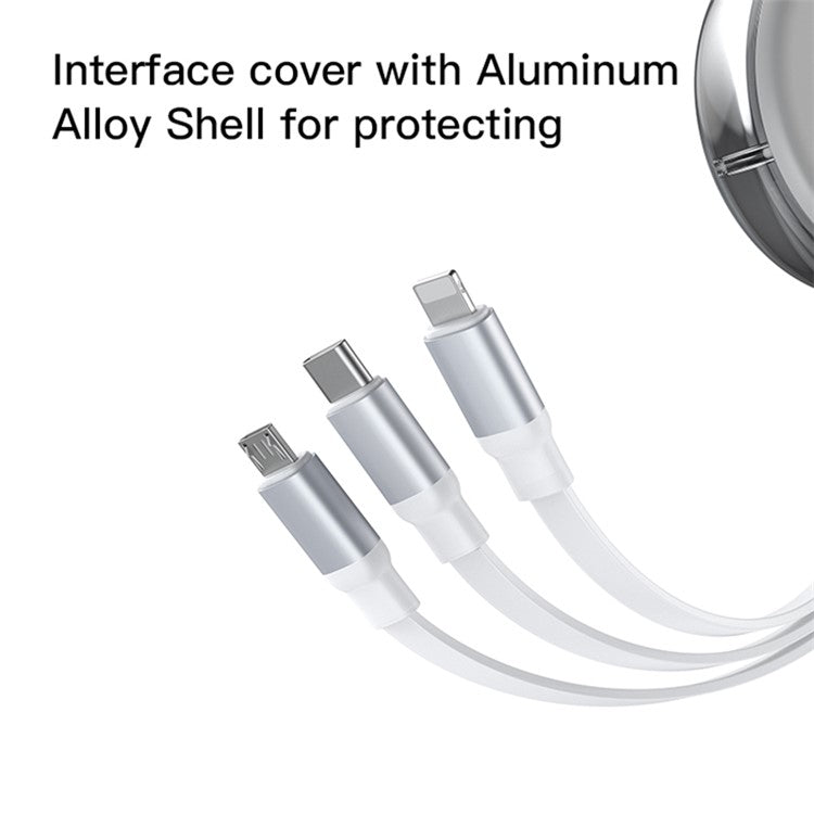 YESIDO CA11 7 3 in 1 Telescopic Data Cable Portable Retractable Charging Cable for Cell Phones, Tablets