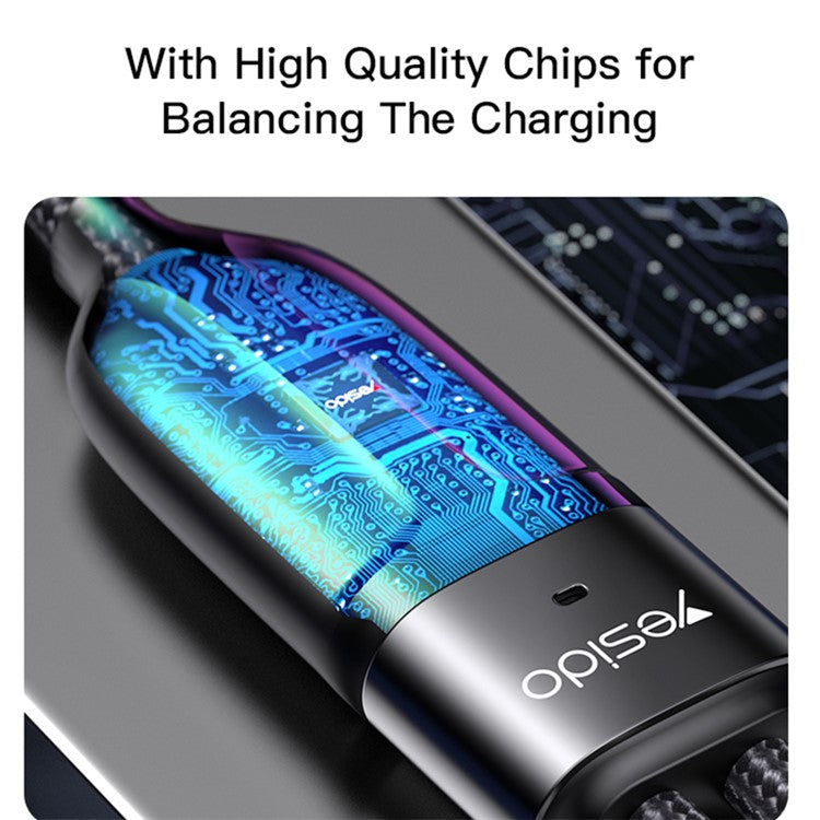 YESIDO CA87 PD Fast Charging Cable 100W+20W 2-in-1 Type-C to iP+Type-C Data Cable with LED Indicator