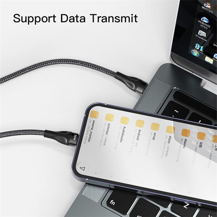 YESIDO CA87 PD Fast Charging Cable 100W+20W 2-in-1 Type-C to iP+Type-C Data Cable with LED Indicator