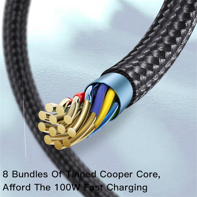 YESIDO CA88 Type-C to 2 Type-C PD Charging Cable 100W+20W 2-in-1 USB-C Data Cable with LED Indicator