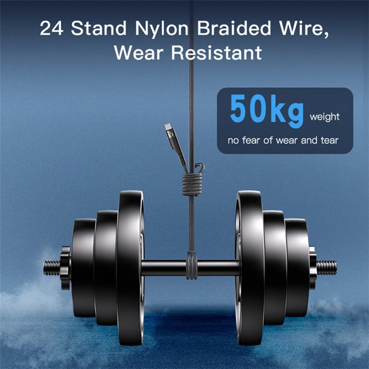 YESIDO CA109 3m Nylon Braided Data Cable 2A USB to Type-C Charging Cable