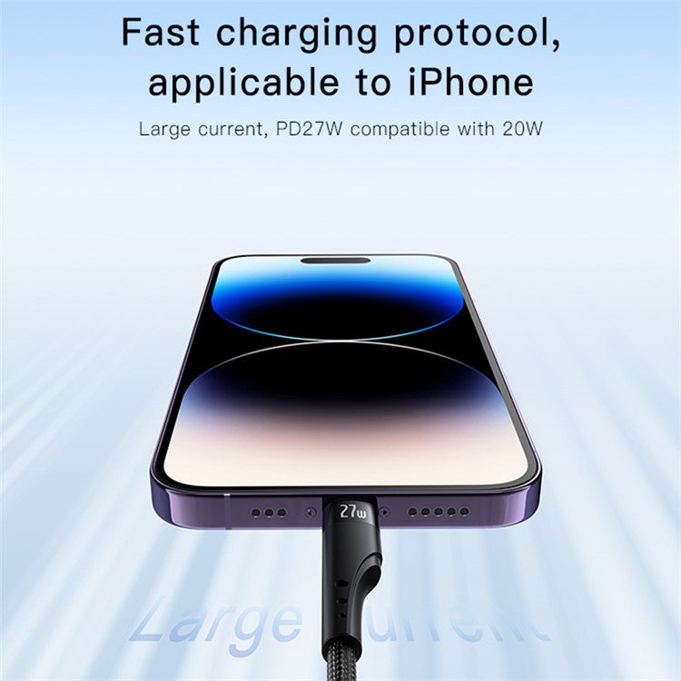 YESIDO CA115 3m PD 27W Braided Data Cable Type-C to Lightning Charging Cable