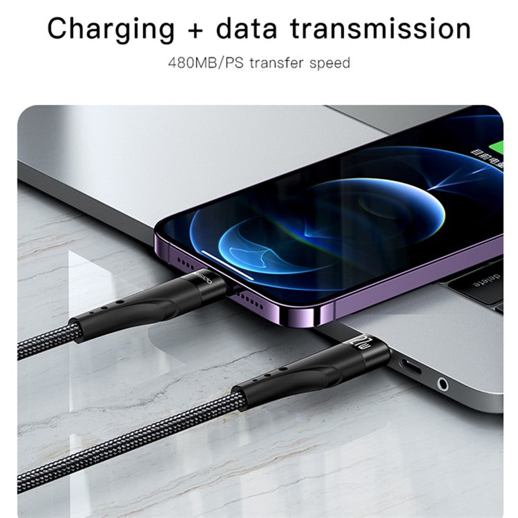 YESIDO CA115 3m PD 27W Braided Data Cable Type-C to Lightning Charging Cable