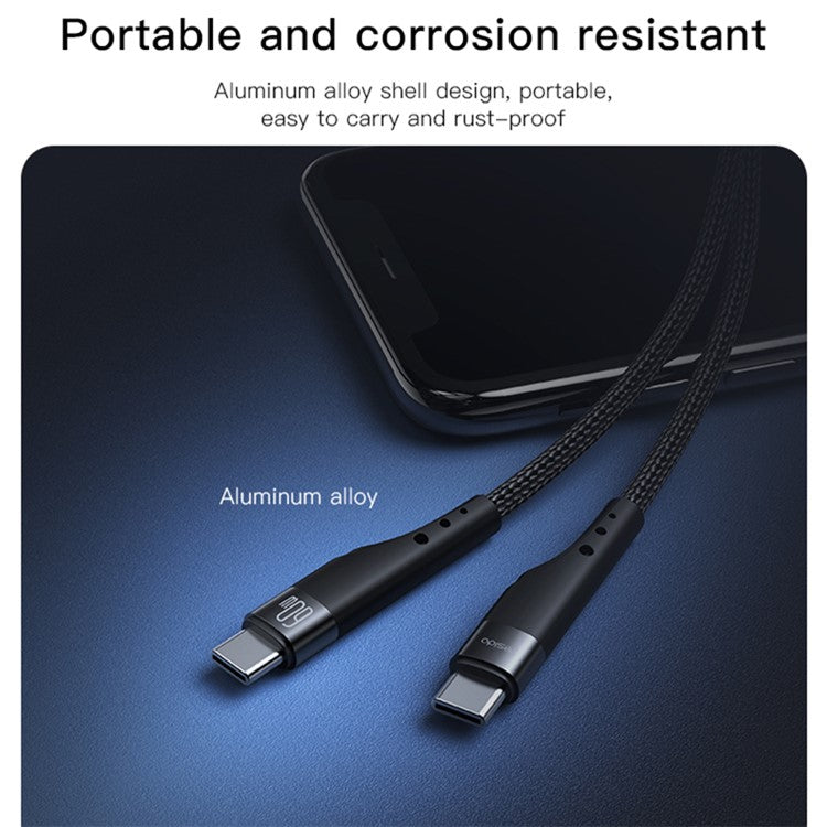 YESIDO CA116 3m Braided Data Cable PD 60W Type-C to Type-C Fast Charging Cable