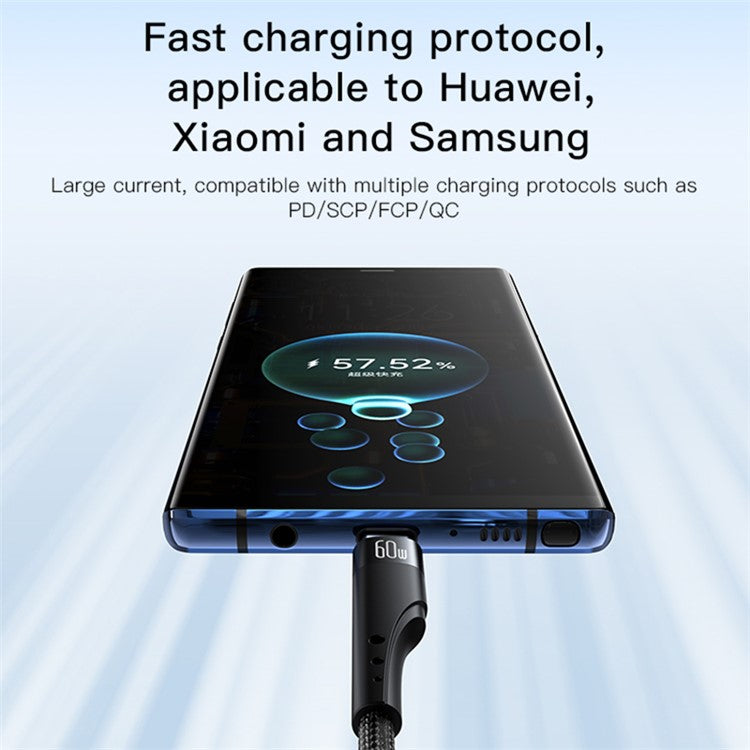 YESIDO CA116 3m Braided Data Cable PD 60W Type-C to Type-C Fast Charging Cable