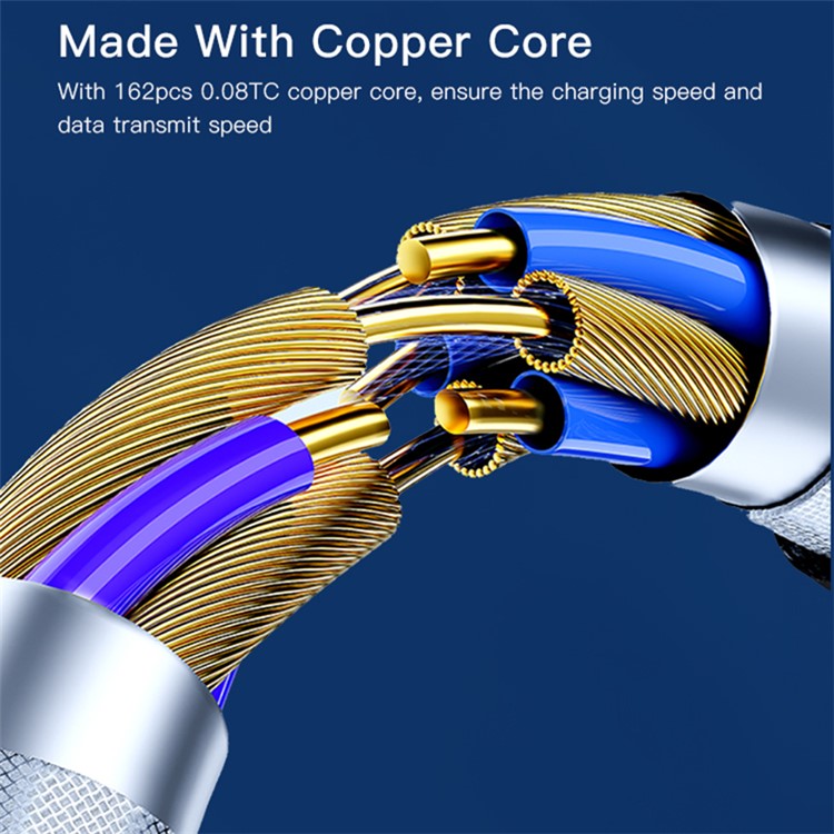 YESIDO CA104 2.4A iP Charging Cable Gold Plated Visible Nylon Braid Data Cable