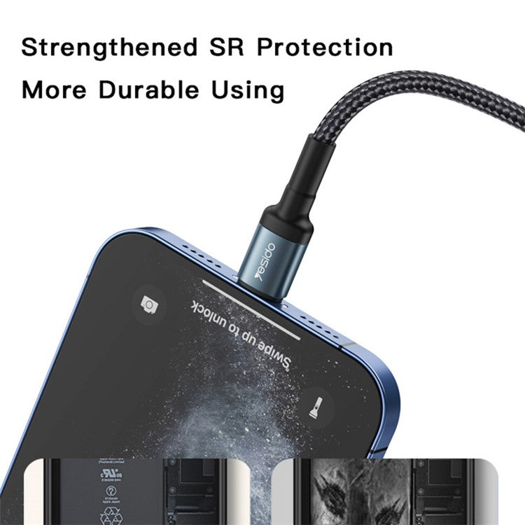 YESIDO CA76 PD 20W Type-C to Lightning Charging Cable 1.2m Braided Data Cable