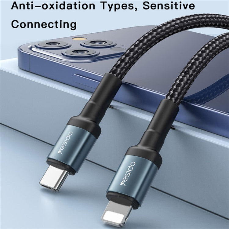 YESIDO CA76 PD 20W Type-C to Lightning Charging Cable 1.2m Braided Data Cable