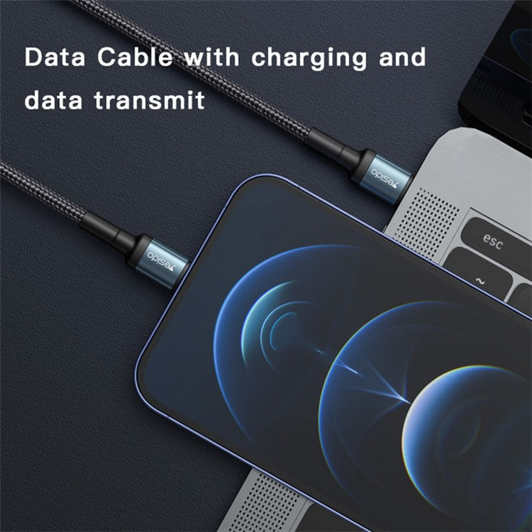 YESIDO CA76 PD 20W Type-C to Lightning Charging Cable 1.2m Braided Data Cable
